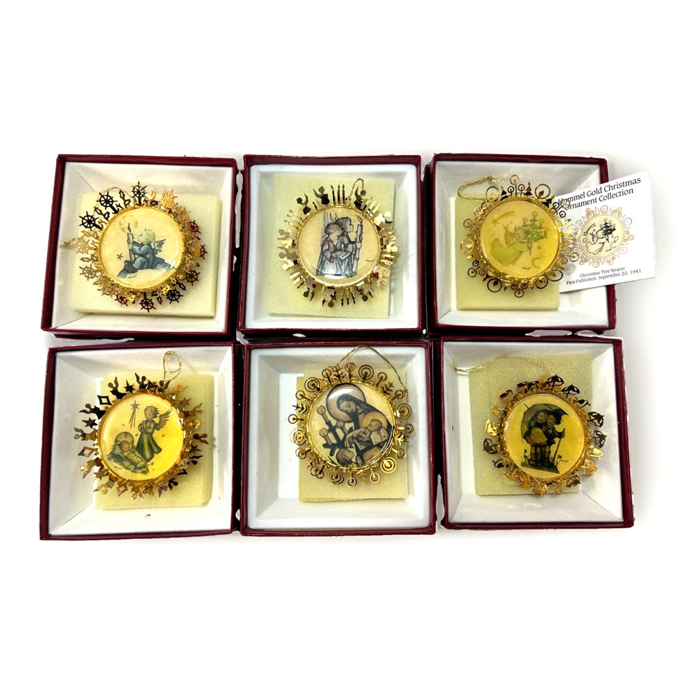 Vintage 1980s Lot Of 6 Hummel Gold Christmas Ornament Collection